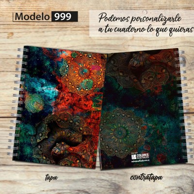 Cuaderno tapa dura Modelo 999 "Ancient Mandala": tapa y contratapa