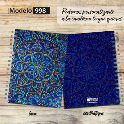 Cuaderno tapa dura Modelo 998 "Mandala Spots": tapa y contratapa