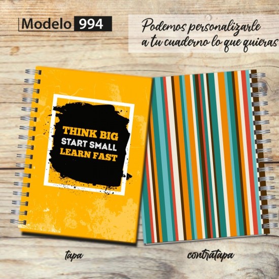 Cuaderno tapa dura Modelo 994 "Think Big": tapa y contratapa