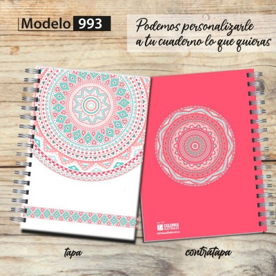 Cuaderno tapa dura Modelo 993 "Mandala": tapa y contratapa