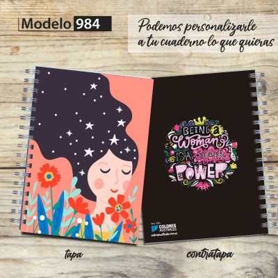 Cuaderno tapa dura Modelo 984 "Women": tapa y contratapa