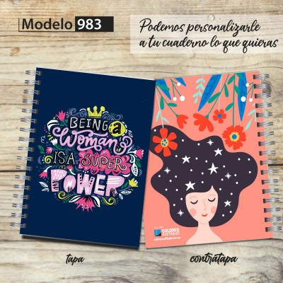 Cuaderno tapa dura Modelo 983 "Being a Woman": tapa y contratapa