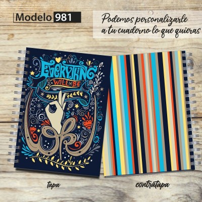 Cuaderno tapa dura Modelo 981 "Everything": tapa y contratapa
