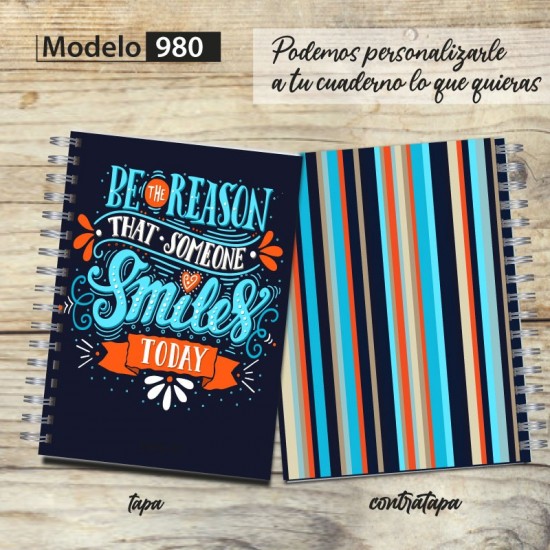 Cuaderno tapa dura Modelo 980 "Be the reason": tapa y contratapa