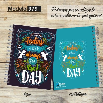 Cuaderno tapa dura Modelo 979 "Today": tapa y contratapa