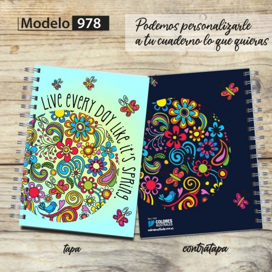 Cuaderno tapa dura Modelo 978 "Live everyday": tapa y contratapa