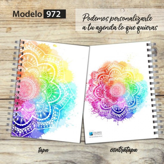 Cuaderno tapa dura Modelo 972 "Colourful Mandala": tapa y contratapa