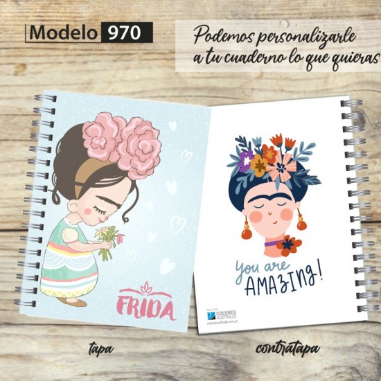 Cuaderno tapa dura Modelo 970 "Frida": tapa y contratapa