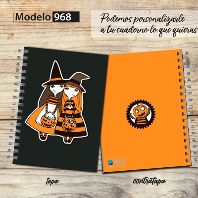 Cuaderno tapa dura Modelo 968 "Halloween": tapa y contratapa