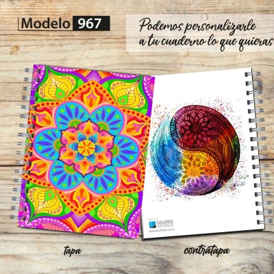 Cuaderno tapa dura Modelo 967 "New mandala": tapa y contratapa