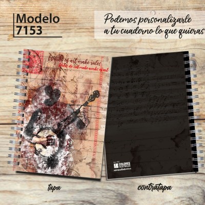 Cuaderno A4 tapa dura pentagramado 7153: tapa y contratapa