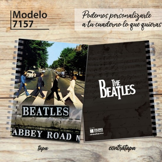 Cuaderno A4 tapa dura pentagramado 7157 "Abbey Road": tapa y contratapa