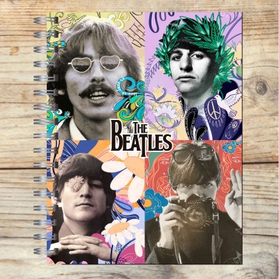 Cuaderno A4 tapa dura pentagramado 7159 "Beatles Collage": tapa