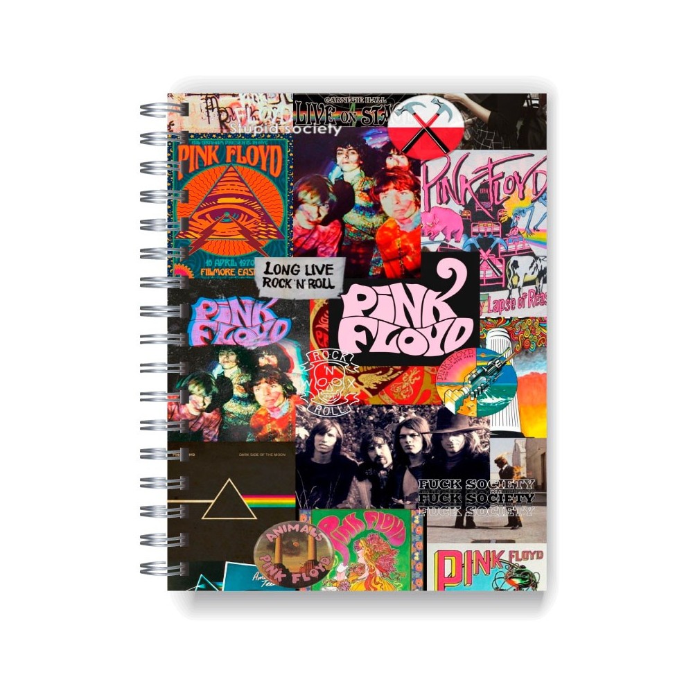 Cuaderno A4 tapa dura pentagramado 7156 "Pink Floyd collage"