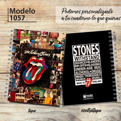 Cuaderno A4 tapa dura pentagramado 7160 "Rolling": tapa y contratapa