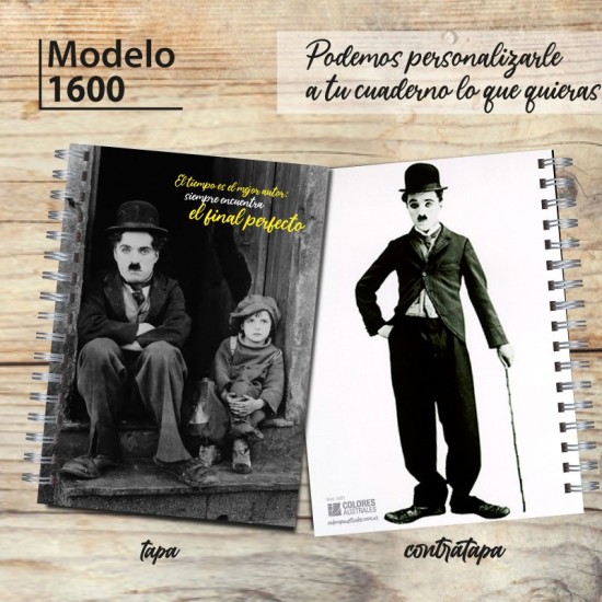 Cuaderno "Chaplin y nene" Modelo 1600: tapa y contratapa