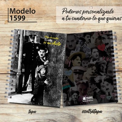 Cuaderno tapa dura modelo 1599 "Chaplin and boy": tapa y contratapa