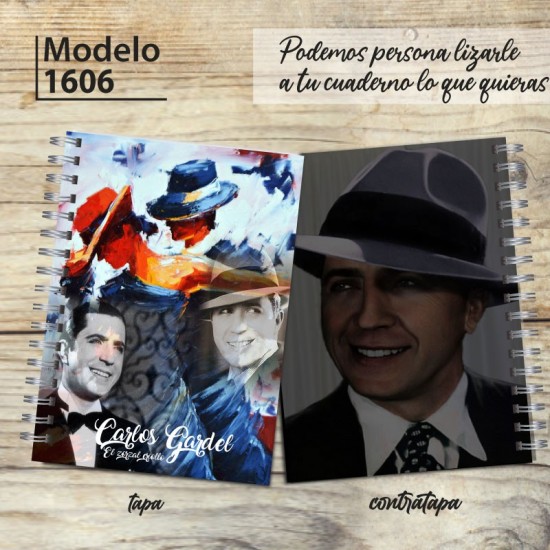 Cuaderno modelo 1606 "Carlos Gardel": tapa y contratapa