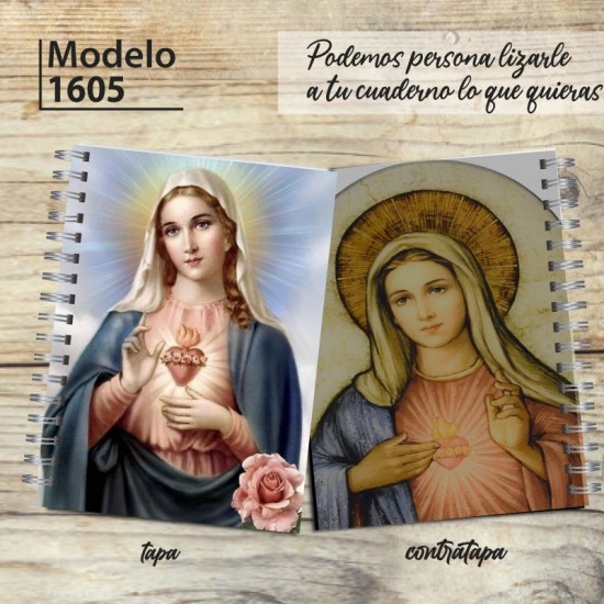 Cuaderno modelo 1605 "Virgen María": tapa y contratapa