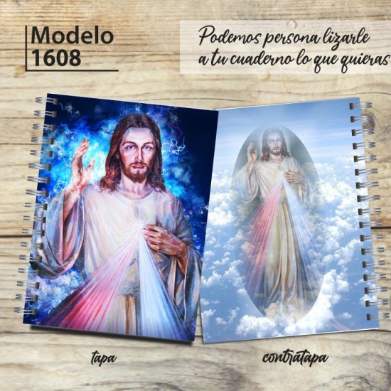 Cuaderno tapa dura modelo 1608 "Jesucristo": tapa y contratapa