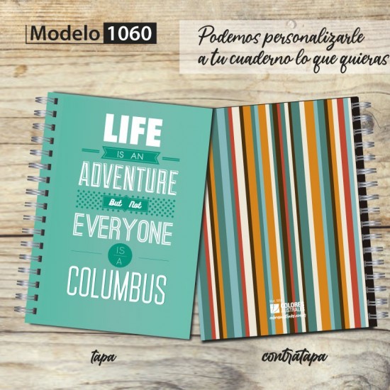Cuaderno tapa dura Modelo 1060 "Life is an adventure": tapa y contratapa