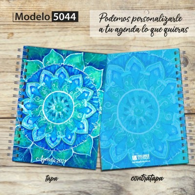 Agenda 2021 tapa dura mod. 5044 "Mandala turquesa": tapa y contratapa