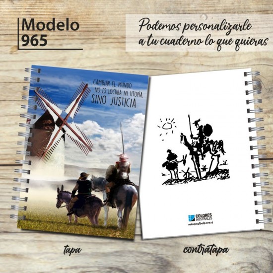 Cuaderno tapa dura Modelo 965 "Quijote": tapa y contratapa