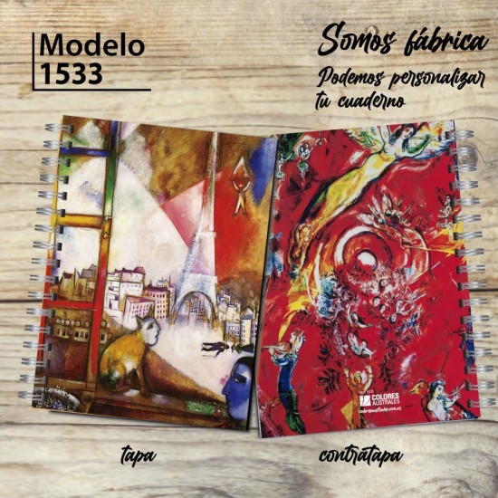 Cuaderno Modelo 1533 "Chagall´s cat in Paris": tapa y contratapa