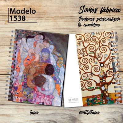 Cuaderno tapa dura Modelo 1538 "Klimt  Vida y Muerte": tapa y contratapa