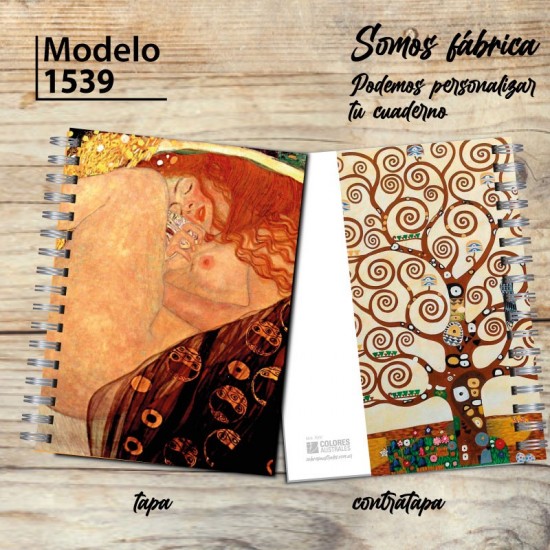 Cuaderno tapa dura Modelo 1539 "Klimt  Danae":tapa y contratapa