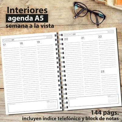 Agenda tapa dura mod. 5071 "Argentina" interiores