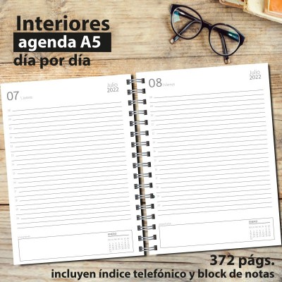 Agenda tapa dura mod. 5108 "Follow your dreams" en caja para regalo: interiores