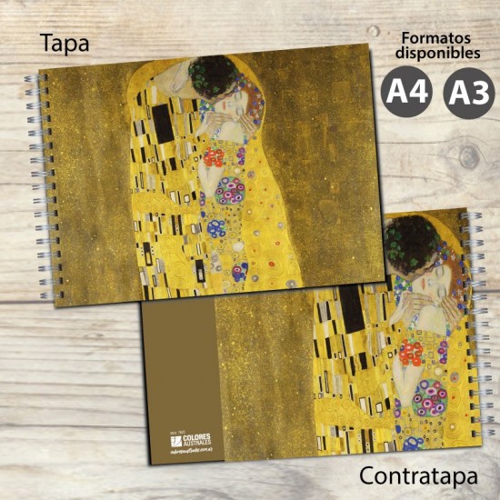 Cuaderno tapa dura de dibujo modelo 7801 "The Kiss by Klimt": tapa y contratapa