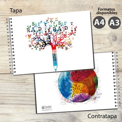 Cuaderno tapa dura de dibujo modelo 7800: tapa y contratapa