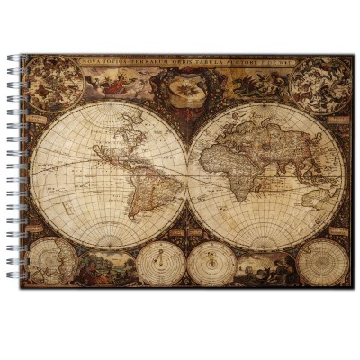 Cuaderno horizontal tapa dura de dibujo modelo 7809 "Old map"