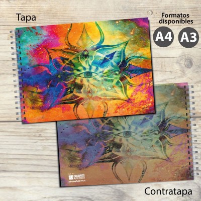 Cuaderno horizontal tapa dura de dibujo modelo 7813 "Chakra": tapa y contratapa