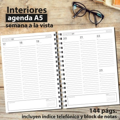 Agenda tapa dura mod. 5035 "Diversity "  en caja para regalo: interiores