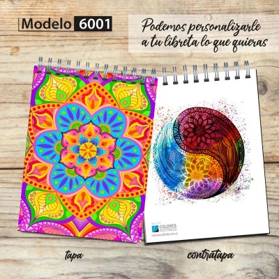 Libreta anillada Modelo 6001 "New Mandala": tapa y contratapa