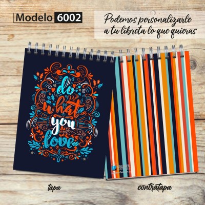 Libreta anillada Modelo 6002 "Do what you love": tapa y contratapa