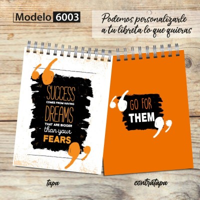 Libreta anillada Modelo 6003 "Success": tapa y contratapa