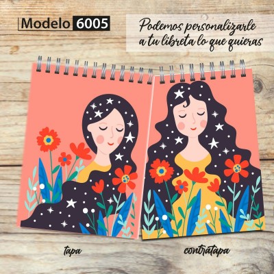 Libreta anillada Modelo 6005 "Being a woman": tapa y contratapa