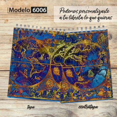 Libreta anillada Modelo 6006 "Old map": tapa y contratapa