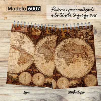 Libreta anillada Modelo 6007 "Old map 2": tapa y contratapa