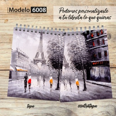 Libreta anillada Modelo 6008 "Paris": tapa y contratapa