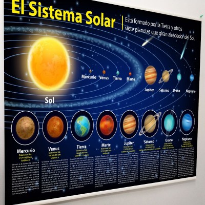 Lona de Aprendizaje del Sistema Solar de  100 x 70 cms.