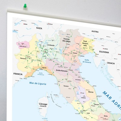 Mapa Italia en lona de 70 x 80 cms. listo para colgar