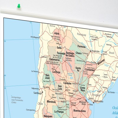 Mapa Argentina en lona de 50 x 70 cms. listo para colgar