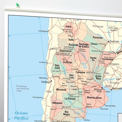 Mapa Argentina en lona de 120 x 150 cms. listo para colgar