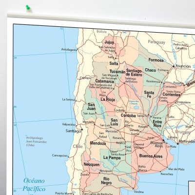 Mapa Argentina en lona de 80 x 120 cms. listo para colgar