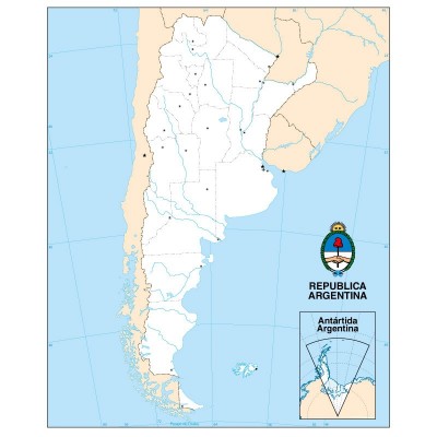 Mapa Argentina Mudo en lona de 80 x 120 cms. listo para colgar